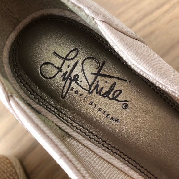 Life stride Rhonda espadrille wedges peep toe shoes size 7.5 heels dusty - Picture 3 of 11